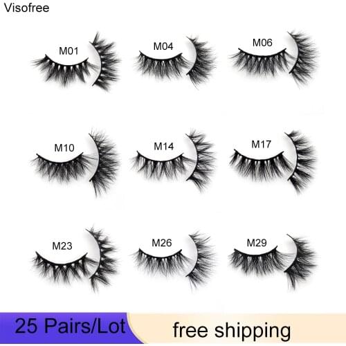 Visofree 25 Pairs 3D Mink Lashes 100% Cruelty Free Mink Lashes Fluffy Thick Soft Makeup Beauty Handmade Reusable False Eyelash