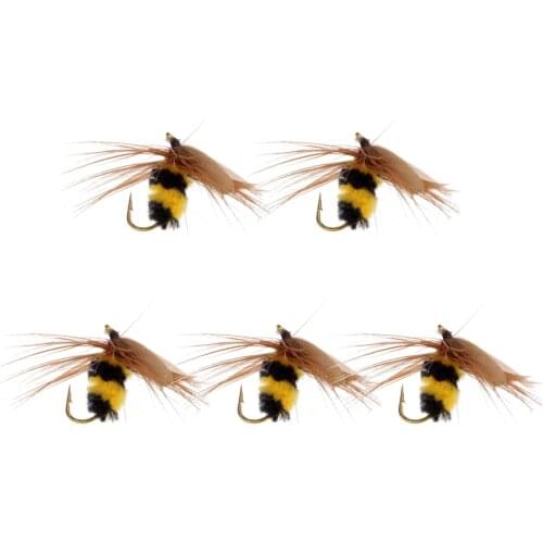 5Pcs Bumble Bee Nymph Trout Flies Fly Fishing Hook Bionic Bee Insect Baits Fishing Lures Senuelos de pesca Senuelos de pesca