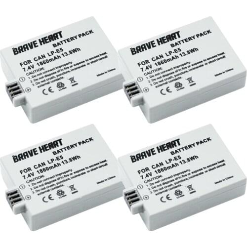 4pcs L PE5 LPE5 LPE5 Battery for For Canon 450D 500D 1000D Kiss X2 X3 F Rebel XSi Xli XS L15 camera
