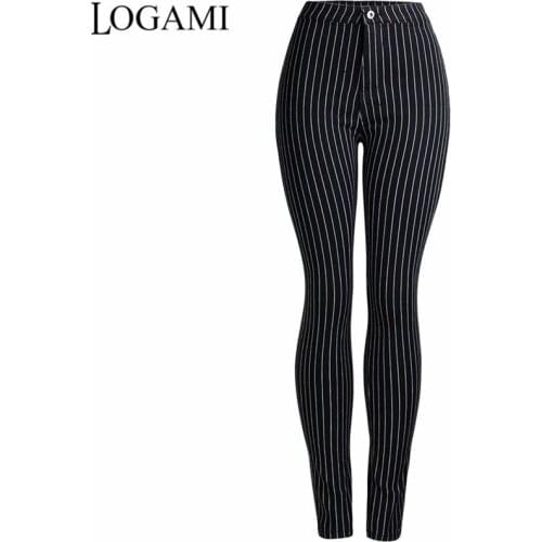 LOGAMI Striped Pants Women 2019 Spring Pencil Trousers Woman Fashion Casual Pants