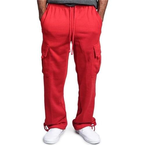 Men Fitness Trousers Gym Exercise Casual Fashion Loose Street Lace Up High Quality New Solid Color Zipper Men Pants