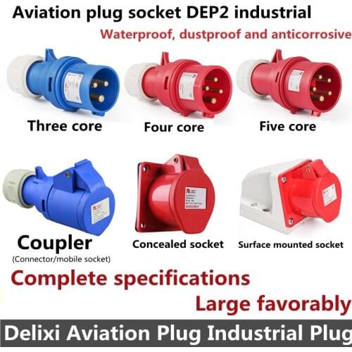 Delixi aviation plug industrial plug waterproof socket connector male and female butt 3/4/5 core 16A 32A