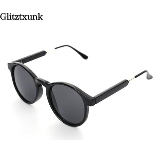 Glitztxunk New round Vintage Sunglasses Women Men 2018 brand designer UV400 Retro Sun glasses for Women Men Mirror Eyewear