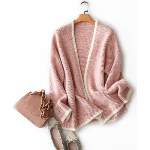 100% Cashmere Cardigan+vest Autumn Winter thick Womens Two-Piece set Elegant Knitting Cashmere Single Breasted V-Neck tops