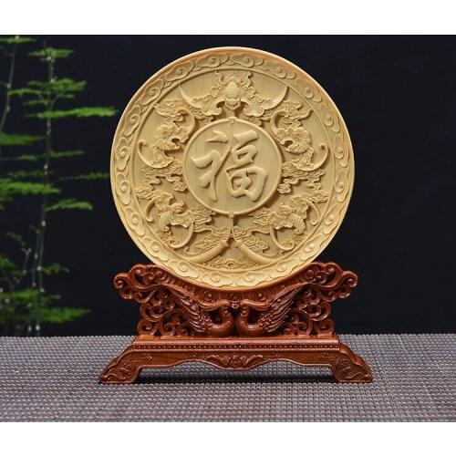 Wood carving Chinese characters, wood crafts gift Home desktop decoration office ornaments (A1045)