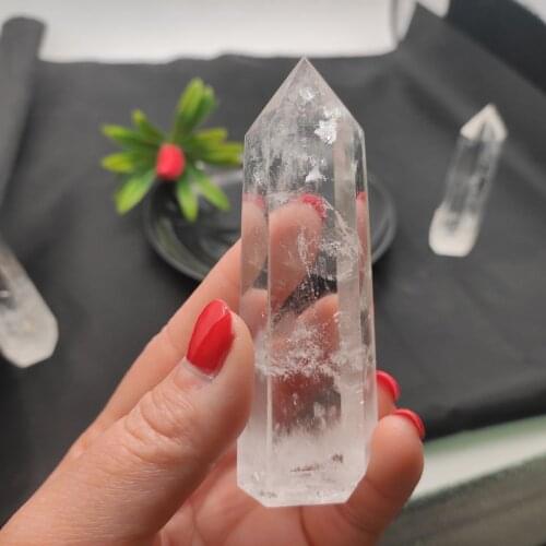 1pcs 8-9cm Natural White Crystal Column Crystal Point Mineral Ornament Healing Wand Family Home Decoration Decoration DIY Gift