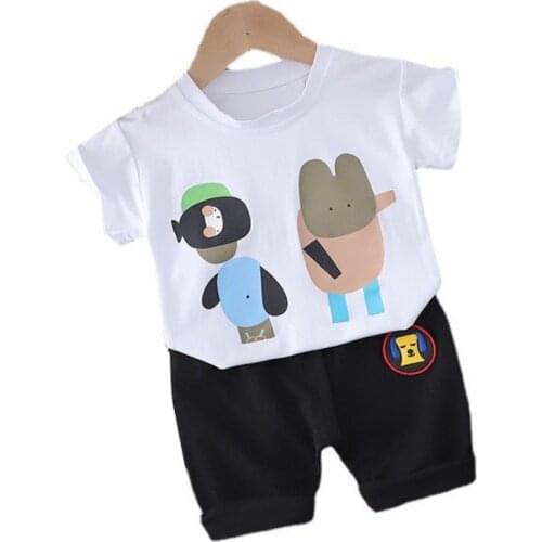 Summer Kids Cartoon Clothes Children Boys Cotton T Shirt Shorts 2Pcs/sets Baby Infant Clothing Toddler Girls Casual Sportswear