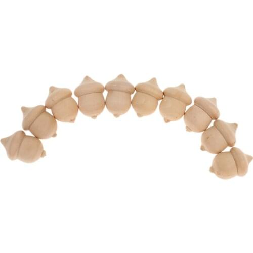 MagiDeal 10pcs Novelty Waldorf Acorns DIY Unfinished Wood Craft Ornament Wedding Party Holiday DIY Decorations