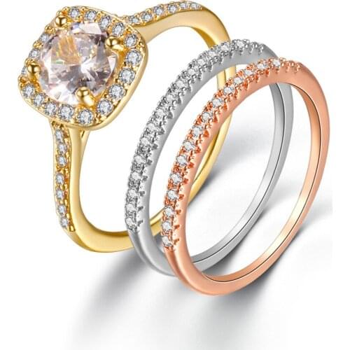 Zircon Micro-set Sparkling Gems Are Popular Wedding Rings for Women Bijoux Femme Gold Ring luxury Combination Set Hand Jewelry