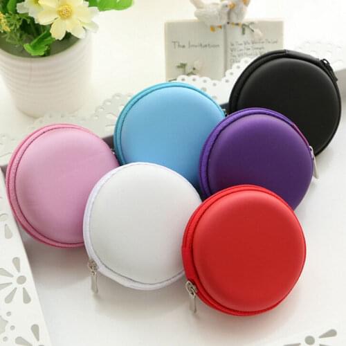 Mini Zipper Earphone Headphone SD Card Storage Bag Box Carrying Pouch Round Case Women Coin Purses Wallet Carteira Feminina