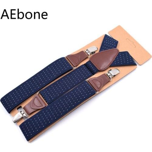 AEbone Polka Dot Navy Suspenders Men for Pants Casual Strap Trousers Vintage Men Brace Bretele Masculino 120CM Sus32