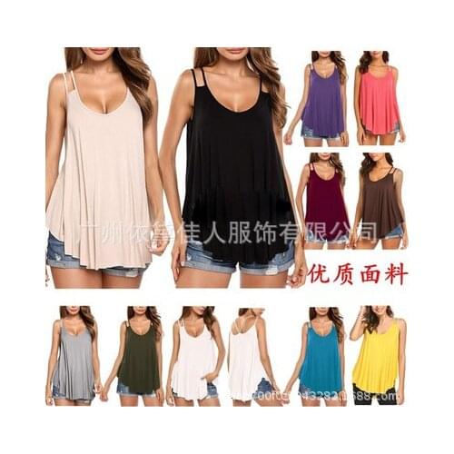 2021 European and American new explosions V-neck elegant double suspenders big swing vest tops womens clothing