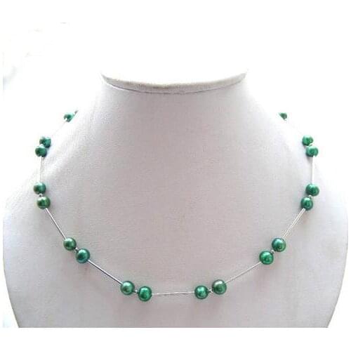 New Arrival Favorite Pearl Jewelry Amazing 7mm Green Natural Freshwater Pearl Tible Silver Necklace Fine Lady Gift