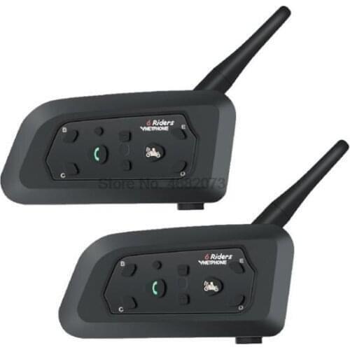By DHL or Fedex 30pairs V6 Multi BT Interphone 1200M Motorcycle Bluetooth Helmet Intercom interfones headset for 6 Rider