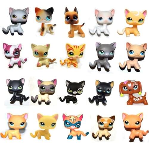 Pet Shop White Black Purple Yellow Brown Pink Sparkle Short Hair Cat Great Dane Dauschound Collection Loose Figure Child Toy