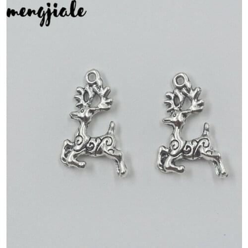 15pcs/lot Reindeer Charms Running Deer Charms Antique Silver Tone 2 Sided 25x22mm