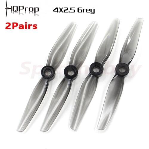 2Pairs HQ Durable Prop 4X2.5 4025 Grey CW CCW Poly Carbonate Propeller 4 inch 2-blade 5mm Shaft 1.7g For RC FPV Quadcopter Drone