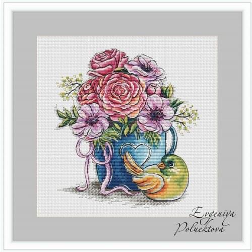 Bird and vase 28-30 Counted Cross Stitch 18CT DIY Chinese Cross Stitch Kits Embroidery Needlework Sets