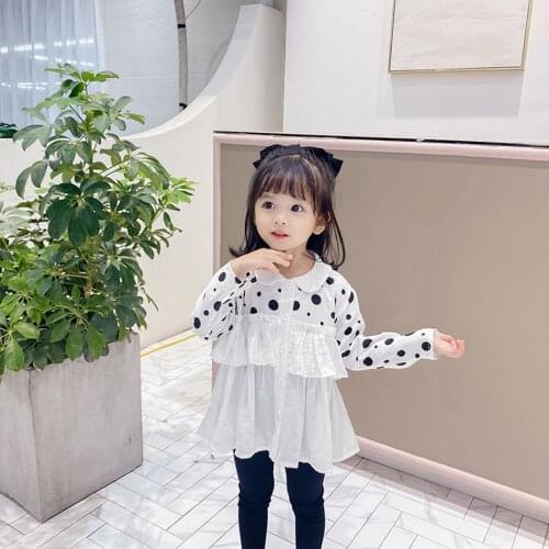 Shirts For Girls Dot Pattern Girl Shirt Patchwork Childrens Blouse For Girls Spring Autumn Childrens Clothes For Girls