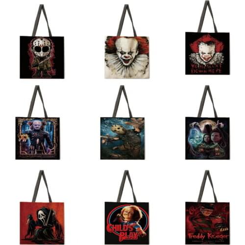 Halloween series printed casual tote bag lady handbag shoulder bag travel lady hand shopping bag