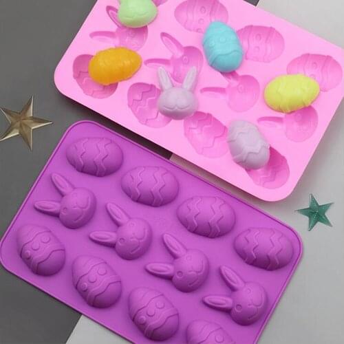 3D Easter Surprise Egg Rabbit Shape Chocolate Silicone Mold DIY Baking Tray Pastry Fondant Soap Cake Mould