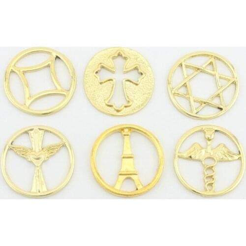 Mixed 17 Design Floating Locket Charms 22mm Window Plates Charms fit 30mm Locket Jewelry Pendants