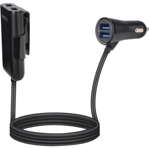 Universal QC3.0 4 USB Ports 5/9/12V Fast Charging Extension Cable Car Charger Back Seat Charger For iPad Cameras Mobile Phone