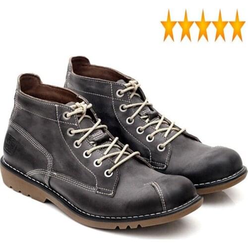 Retro British Mens Casual 2021 Ankle Boots Antiskid High Quality Real Leather Shoes Round Toe Man Footwear Work Safety Botas