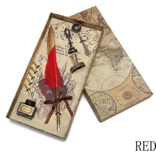 Vintage exquisite gift feather dip pen office calligraphy suit feather Fountain pen