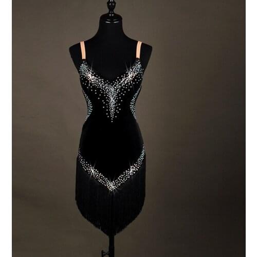 2017 Hot Sex Stage Women Lady Latin Dance Dresses Black Tassel Costume Made Performance Party Samba Roupa Infantil Feminina