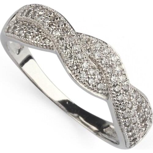 Fleure Esme Charms Bohemia Wedding rings Jewelry & Accessories for women white Cubic Zirconia Rhodium Plated R3257 size 6 7 8 9