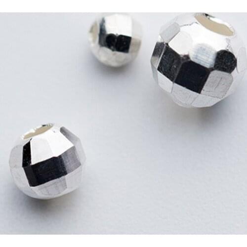 10pcs/lot 925 Sterling Silver Facetd Loose Spacer Beads 3mm 4mm 5mm Football Design Silver Small Prayer Beads DIY Jewelry Making