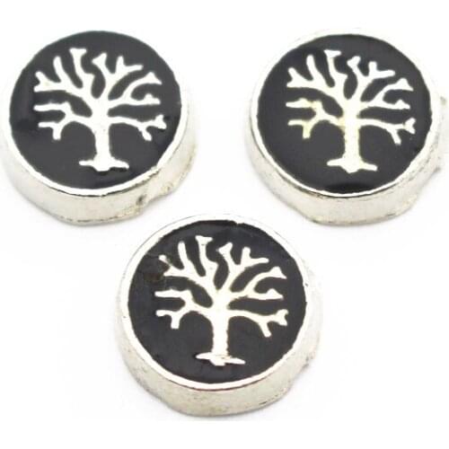 10pcs/lot Metal Enamel Famliy Tree Round Floating Charms For Living Glass Memory Floating Lockets Pendant Necklace DIY Jewelry