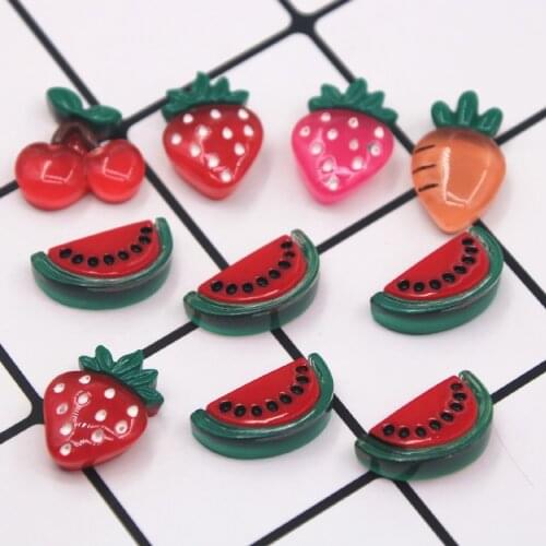 10PCS Transparent Cute Mix Cherry/Watermelon/strawberry Flat back Resin Cabochons Scrapbooking Decoration Accessories
