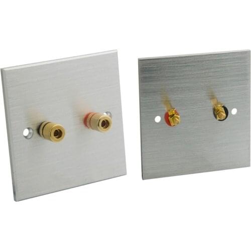 2Pcs Aluminum 2 ports speaker banana Sound Box Wall Plate Socket