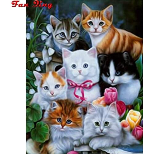 5D Diamond Painting Full Square Cat Diamond Embroidery Animal Mosaic Cross Stitch Kit Pictures Beads Art Home Decor