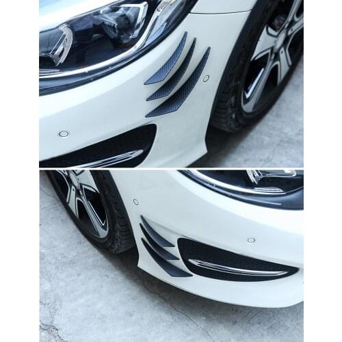 6Pcs/set Black Carbon Fiber Fit Front Bumper Lip Splitter Fin Air Knife Auto Body Kit Car Spoiler Canards Valence Chin Accessory