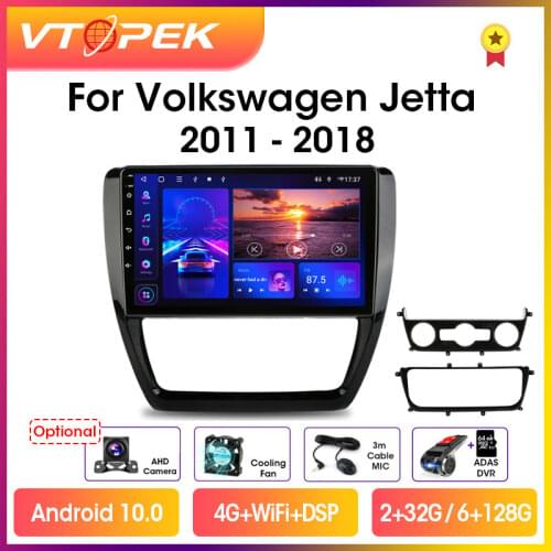 Vtopek 4G+WiFi 2din Android Car Radio Multimedia Video Player Navigation GPS RDS DSP For VW Volkswagen Jetta 2011-2018 Head Unit