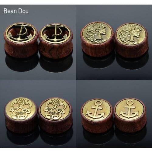 Natural Wood Ear Plugs Flesh Tunnels Saddle Ear Tragus Expanders Skull Anchor Gauges 8-14mm Body Piercing Jewelry Anti-allergic