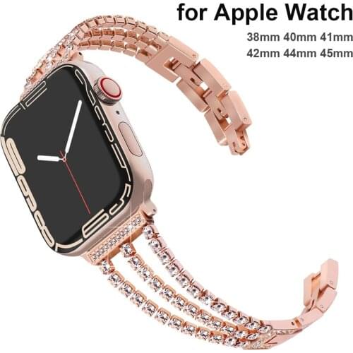 Metal Bling Rhinestone Bracelet Wristband Strap for Apple Watch Band 38mm 40mm 42mm 44mm Women Iwatch Series 6 5 4 3 Se Bracelet