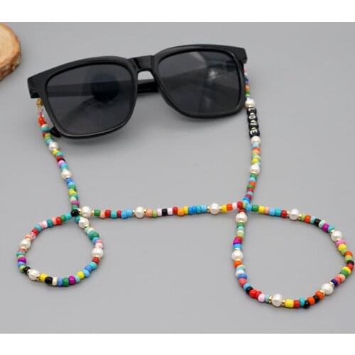 Go2Boho Glasses Chain Sunglasses Chains Colorful Bead LOVE Letter Necklace For Women Freshwater Pearl Necklaces Handmade Jewelry