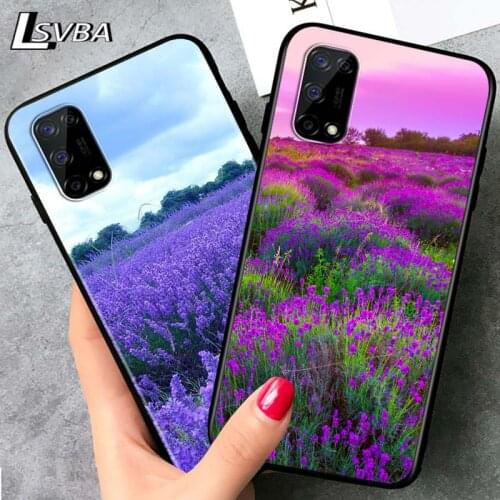 Purple Lavender Flowers for OPPO Realme V15 X5 X3 X50 X7 X2 C17 C11 C3 C2 7 7i 6 6S 6i 5 Narzo 20 Pro Black Phone Case