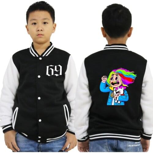Child Baseball Jacket Boys Girls Casual Hoody 6ix9ine Printed Kids Outcoat 2020 Spring Autumn Kids Clothes 4 6 8 10 12 Years Old
