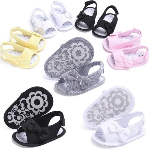 Baby girl solid color summer fish mouth bow cotton first Walkers Baby Shoes