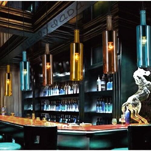 Contracted the Nordic restaurant theme bar bar personality cafe color bottle glass chandelier lamps and lanterns