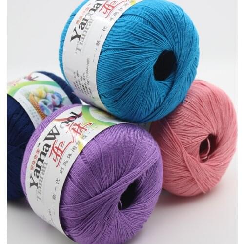 Flax Bud Silk Thread Baby Fine Thread Silk Cotton Coaster Thread Spring Summer Crochet Line 50g Yarn Bamboo Knitting Colorful