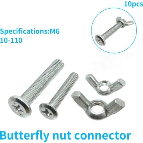M6 butterfly nut with inverted cross screw plate type sheep horn nut two-in-one connector furniture matching