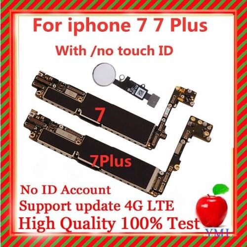 32GB 128GB 256 Original For iPhone 7 7 Plus With/No Touch ID Full unlocked Motherboard IOS system logic board Support 4G network