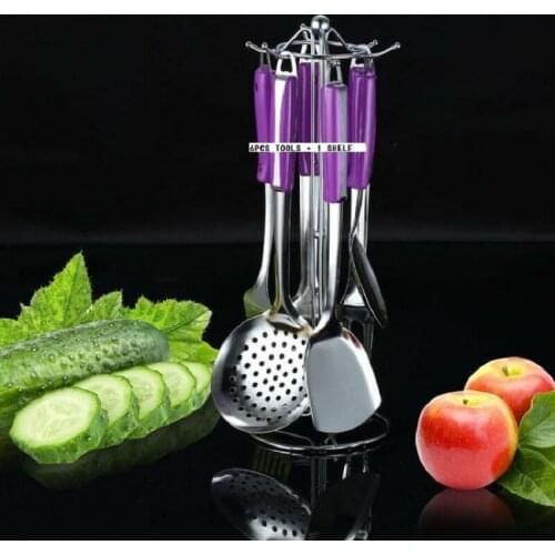 COOKING TOOLS SET 7PCS SPOON SPATULA COLANDER SHARPENER SCOOPS KITCHEN UTENSIL