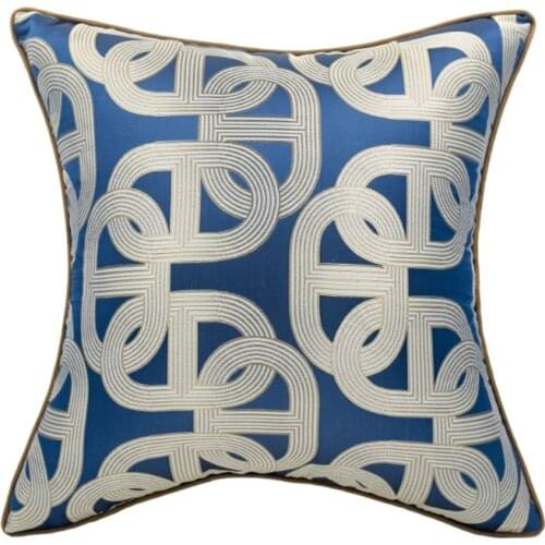 DUNXDECO Cushion Cover Decorative Pillow Case Modern Simple Geometric Jacquard 2019 Fashion Blue Coussin Sofa Bedding Decorating